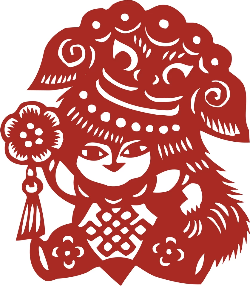 中国风中式传统喜庆民俗人物动物窗花剪纸插画边框AI矢量PNG素材【2718】